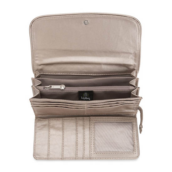 Kipling Money Land Metallic Snap Plånbok Beige | SE 1428MQ